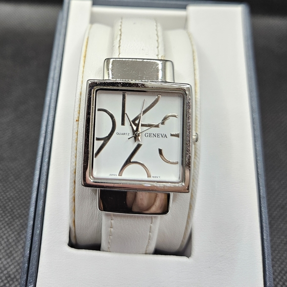 Geneva Women's Silver and White Watch - Picture 1 of 7